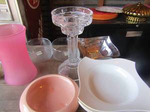 lot 98 image: glass lot, vases, plates, bowls and more