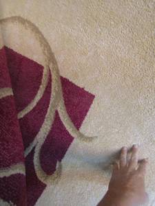lot 112 image: Montrose red  and tan large area rug, 612 very nice needs light cleaning