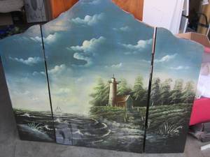lot 121 image: light house over ocean view wall art, or some sort of divider