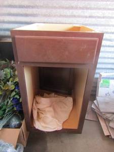 lot 126 image: Brown single drawer cabinet-- 351824