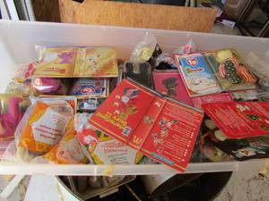 lot 152 image: Small tote full of vintage Mc Donalds toys new in packs  (ST)