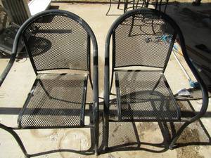 lot 154 image: 2 black metal outdoor patio chairs (ST)