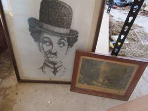 lot 168 image: ARTWORK - CHAPLIN   &  CURRIER & IVES SKATING SCENE MOONLIGHT  (ST)
