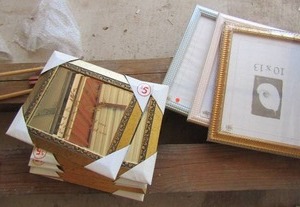 lot 189 image: 3 new 10 x 13 wall hanging picture frames,  qty 6 11x13 wall dcor mirrors with bible verses printed on them  (ST)
