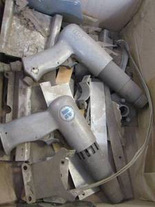 lot 78 image: 2 type of air tools and various pieces of metal
