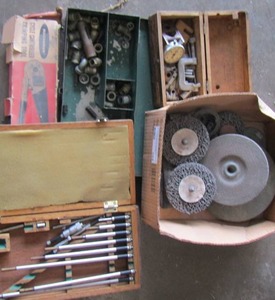 lot 105 image: grinding wheels, drill bits nuts and bolts, cycle controlled crimping tool