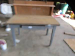 lot 118 image: metal 1 drawer workshop table with peg board holes