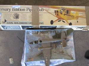 lot 136 image: anniversary edition piper cub model airplane in box, b-25j Mitchell and a army plane