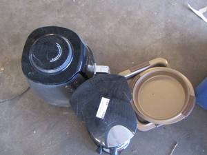 lot 181 image: ninja air fryer and a coffee pot with anolon pans