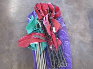 lot 170 image: 2 tcu folding chairs in bags and 3 folding chairs