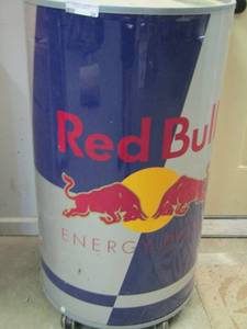 lot 34 image: 3 FT TALL RED BULL ENERGY DRINK COOLER UNKNOWN WORKING CONDITION