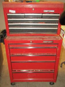 lot 29 image: DOUBLE CRAFTSMAN TOOL BOX ON WHEELS, MISC. TOOL ITEMS - 453218