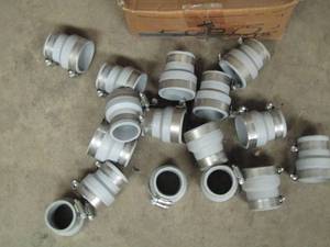 lot 94 image: TUBULAR RUBBER CLAMPS- NEW IN BOX CHROMED PLASTIC FLOOR & CEILING PLATES