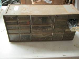 lot 99 image: 23 DRAWER NUT AND BOLT CADDY FULL OF BOLTS- WASHERS- SCREWS AND MORE