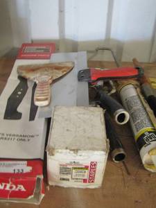 lot 133 image: 18 gauge 14 x 1-12 staples, caulking, caulking guns, scrappers and more