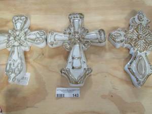 lot 143 image: 3 porcelain wall crosses