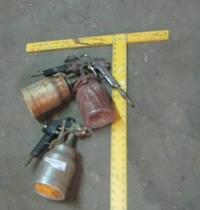 lot 192 image: 3 AIR PAINT CANS, L SHAPE RULER
