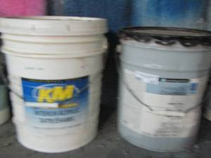 lot 197 image: QTY 2 5 GALLON BUCKETS OF PAINT INTERIOR ACRYLIC SATIN ENAMEL, CHEMICAL COATINGS