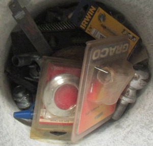 lot 203 image: painters bucket of misc. tools