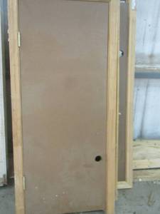 lot 246 image: 2 HARD BOARD SINGLE UNIT DOORS WITH BUILT ON FRAME QUANTITY 2