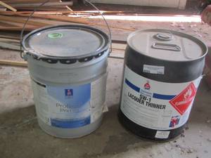 lot 256 image: one 5 gallon bucket of lacore,dinner,5 gallon bucket of pro block primer