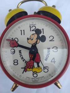 lot 21 image: Vintage Bradley West Germany Mickey Mouse Wind Up Alarm Clock--Works--4x3