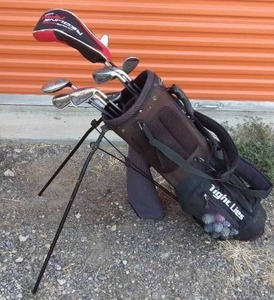 lot 26 image: Adams Golf Golf Bag with Mixed Clubs and Balls---Really nice