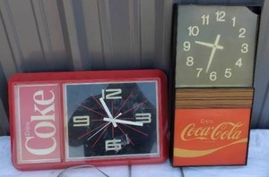 lot 72 image: Selection of 2 Vintage Coca Cola Clocks---Unknown Working Condition
