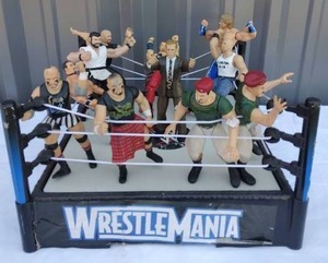 lot 58 image: Large Selection of WWE Action Figures with WWE Wrestlemania Ring