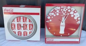lot 124 image: Selection of 2 Coca Cola Clocks with Original Boxes--Bubble Burst and Can Chrome--Nice Condition