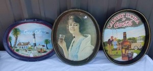 lot 126 image: Selection of 3 Vintage Coca Cola Serving Trays