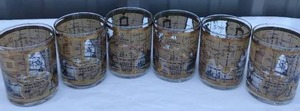 lot 128 image: Selection of 6 MCM Cera The World Bar Glasses--Very Nice--Look these up