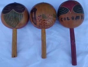lot 133 image: Set of 3 Hand Made in Columbia Maracas