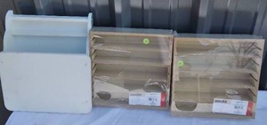 lot 159 image: 2 Brand New Small Display Shelves and a Hand Painted Mail Holder with Lighthouse Painted on Side