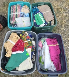 lot 163 image: 4 Totes full of Misc. Fabric---Totes Included