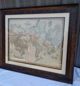 lot 189 image: Johnsons Map of the World--Mercators Projection in Very Nice Frame---Look this up---40x34