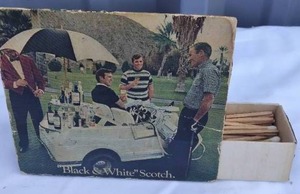 lot 198 image: Vintage Black & White Scotch Advertising Matchbox with Unused Black and White Matches