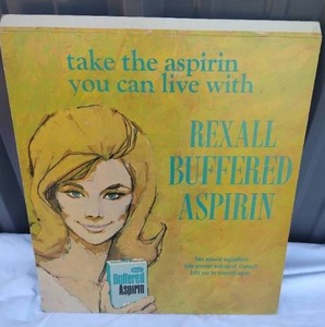 lot 209 image: Vintage Rexall Buffered Aspirin Advertisement---21x18