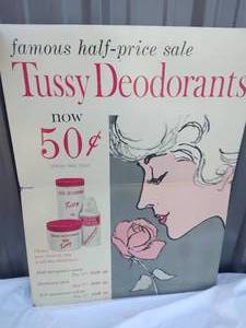 lot 210 image: Circa 1960s Tussy Deodorant Advertisement---38x29