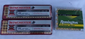 lot 225 image: 2 Boxes of Winchester 22 Long Rifle and 1 Box of Remington 22 Long Rifle Ammo