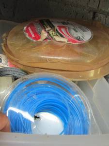 lot 40 image: 104 PC 12 GROMMET INSTALLATION KIT, OUTBOARD FUEL FILTER, WORK GLOVES WEED EATER STRING,