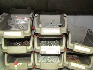lot 48 image: 7 SMALL SCREW ORGANIZERS INCLUDES BOLTS, SCREWS, NAILS, AND MORE