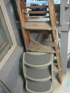 lot 52 image: 4 STEP LADDER, 3 STEP PET LADDER