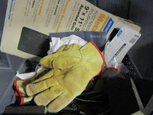 lot 61 image: VARIOUS SAND PAPER, WORK GLOVES, SANDING BLOCKS