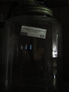 lot 77 image: Vintage butter CHURN - METAL GLASS WOOD PADDLES  unknown name