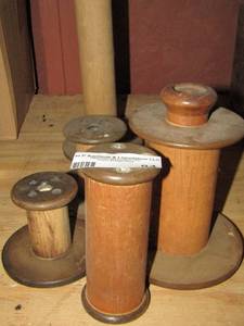 lot 94 image: wooden spools qty 5