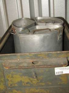 lot 117 image: steel tray, vintage triangler cook set