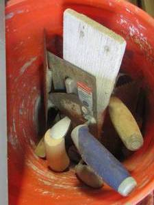 lot 191 image: Tape and bed scrappers- putty knifes and more