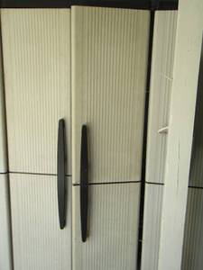 lot 222 image: 682615 outdoor cabinets, 3 tier shelving qty 2 contents not included
