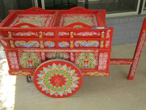 lot 1 image: COSTA RICAN Wooden Tea Cart in good condition